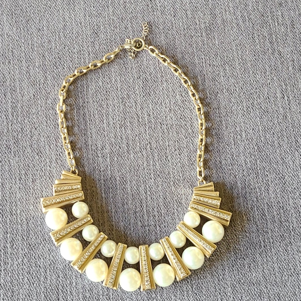Faux pearl and crystal necklace